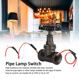Table Pipe Lamp Switch, Iron Steampunk Lamp Switch, Vintage Steampunk Stop Valve Light Switch for Bedroom, Home, Office