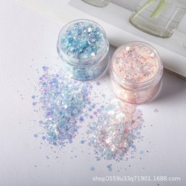 Sparkling Laser Glitter Powder for DIY Jewelry, Sequins, and Nail Art In Bottle/Ice Covered in Powder 10ea