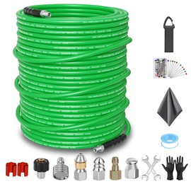 Sewer Jetter Kit for Pressure Washer 200FT – 5800PSI High-Pressure Drain Cleaner, M22 & 1/4'' NPT Universal Fit, Unclog Gutters & Sewer Lines, Durable Jetter Hose for Homeowners & DIYers (200FT)