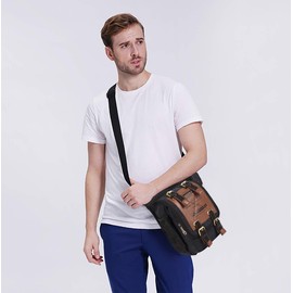 FANDARE Vintage Sling Bag Messenger Bag Shoulder Backpack Crossbody Bag Small Travel Bag Canvas Black