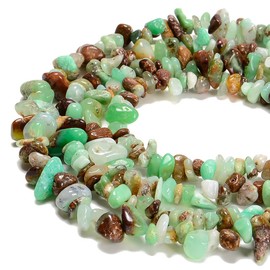 jodaying 7-8mm Natural Chrysoprase Australia Jade Gemstone Chips Healing Gravel Bracelets Necklace Kit Irregular Tumble Stone Beads DIY Crafts Design Jewelry Making 32"