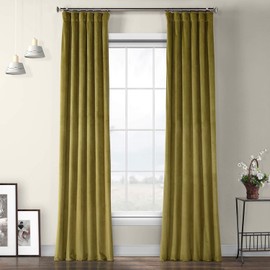 HPD Half Price Drapes VPYC-161224-84 Plush Velvet Curtain (1 Panel), 50 X 84, Retro Green