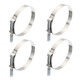 PATIKIL T-Bolt Hose Clamps with Spring, 4 Pack 304 Stainless Steel Adjustable Worm Hose Clamp Working Range 127-135mm(5-5.3") for 5" Hose ID