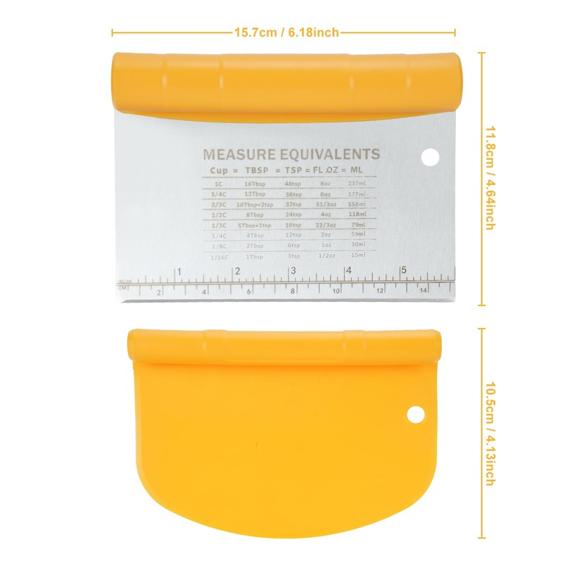 Optimal Dough Scraper in 2-Piece Practical Set, Dough Cutter Stainless