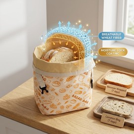 Beeswax Bread Bags for Homemade Bread, Drawstring Sourdough Storage Bags