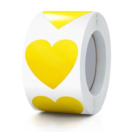 Yellow Heart Stickers Roll 3.8 cm Valentine's Day Love Shape Labels Waterproof Removable for Craft Envelopes Boxes Gift Tags Bags Wedding 500 PCS