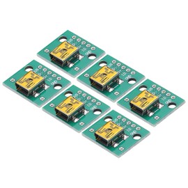 sourcing map 6 Pcs MINI USB to DIP Female 5pin 2.54mm Pitch Soldered PCB Adapter Board
