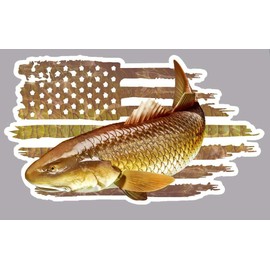 American Flag Redfish Spot Tail Bass Fish Fishing Decal for Car Truck Window Sticker (3"x5", Redfish Spot Tail Bass)
