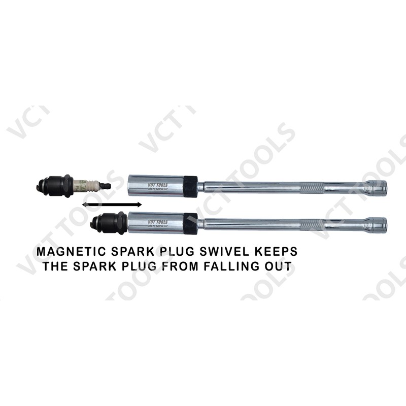 VCT 4Pc Magnetic Spark Plug Swivel Socket Set, 3/8" Dr.