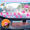 12pcs Sun Hat Pink Rubber Ducks with Sun Hat, Sunglasses,