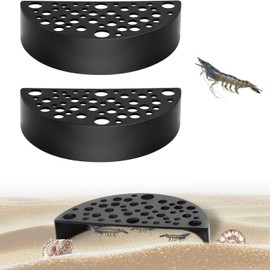 2Pcs Black Shrimp Cave Ornaments, Good Size Half Moon Shrimp House Decor, Fish Hiding Tools Supplies, Accessories Decor Supplies Can Be Used in Aquariums (Black)