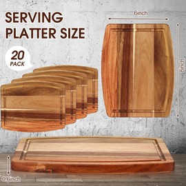 Kigley 20 Pcs Acacia Wood Cutting Boards Bulk for Laser Engraving Wooden Dinner Plates with Groove Chopping Charcuterie Board Carving Tray for Holiday Valentine Housewarming Party Gifts (8 x 10 Inch)