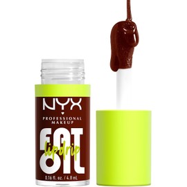 Nyx Professional Makeup, Fat Oil Lip Drip Gloss Brillo Labial Efecto Jugoso, Hasta 12H de Hidratación, con Aceite de Frambuesa, Fórmula Vegana, 4.8 ML - Tono Status Uptdate (Café Oscuro)
