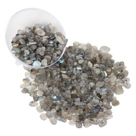 1.1lb Natural Crushed Grey Moonstone Labradorite Crystal Tumbled Chips-Grey Labradorite Healing Crystals Chips Bulk, Crushed Crystal Gemstones for Crafts, Beautiful Package for Gift (Grey Moonstone)
