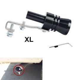 DEWHEL Universal Aluminum Turbo Sound Exhaust Muffler Pipe Whistle Car Blow off valve BOV Tip Simulator Whistler (XL-Black)