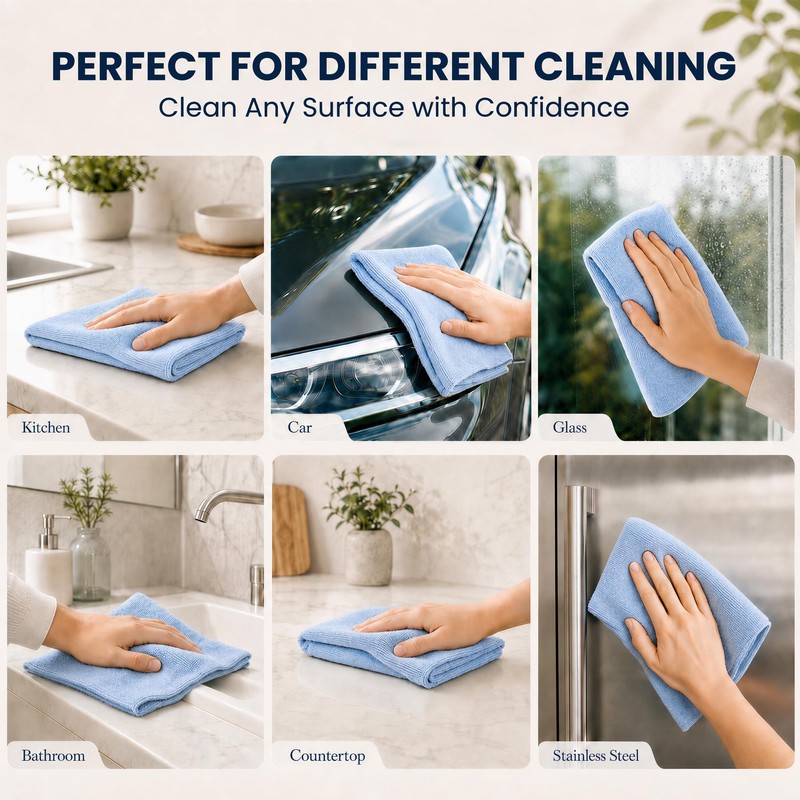 Microfiber Cleaning Cloth Roll 80 PCS, 12" x 12"