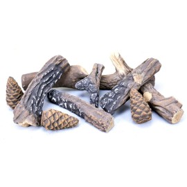 B-HOTTE Gas Fireplace Logs， Ceramic Wood Logs for All Types of Indoor, Gas Inserts, Ventless & Vent Free, Ethanol, Electric, Propane or Outdoor Fireplaces & Fire Pits, Burning Accessories (10pcs)