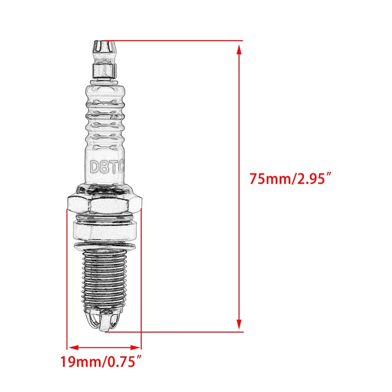 PowerMotor D8TC Spark Plug 3 Electrode GY6 Spark Plug Replacement