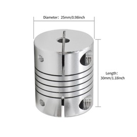Sinoblu 2 Pieces 6mm to 10mm Stepper Motor Shaft Coupling 30mm Length 25mm Diameter Shaft Coupler Aluminum Alloy Joint Connector for 4D Printer CNC Machine DIY Encoder