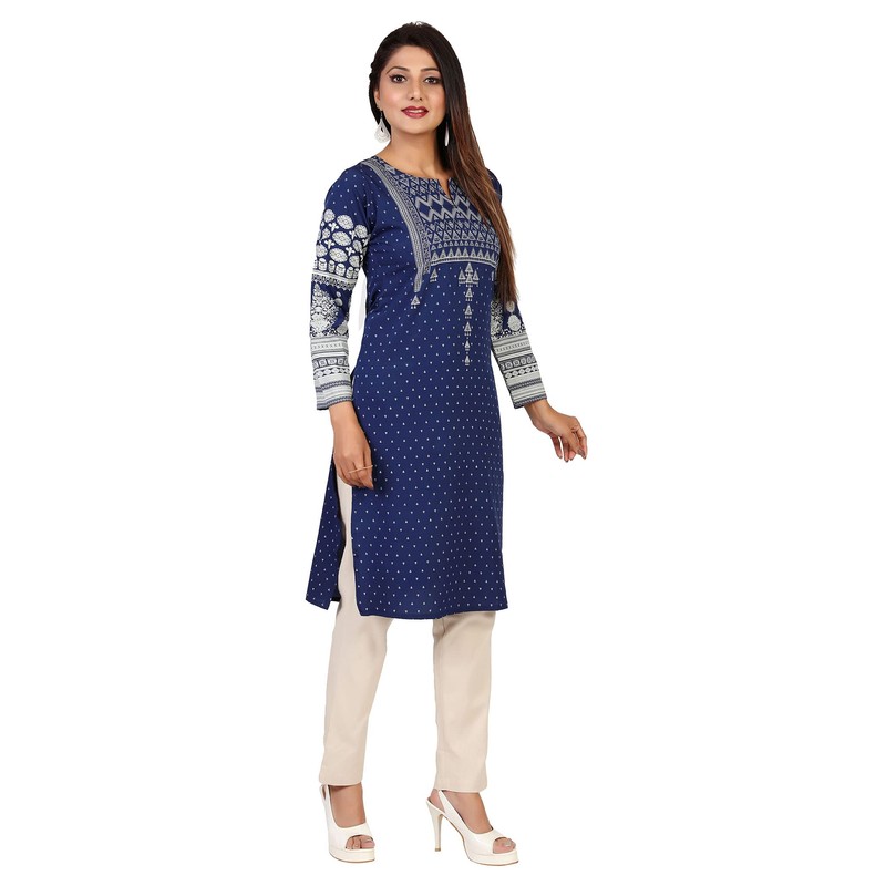 Maple Clothing Kurtis indio para mujer, túnica larga de seda