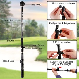 TAOTOP Golf Swing Trainer Aid Adjustable, Portable Golf Training Aid to Improve Hinge, Forearm Rotation, Shoulder Turn – Lightweight, Foldable Golf Swing Training Aid Stick with Ergonomic Grip (Black)