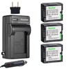 Kastar Battery (3-Pack) and Charger for Panasonic CGA-DU06 CGA-DU07 VW-VBD070