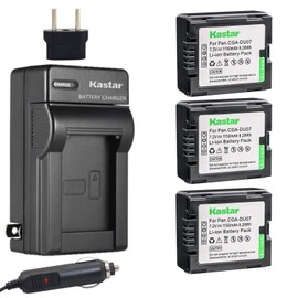 Kastar Battery (3-Pack) and Charger for Panasonic CGA-DU06 CGA-DU07 VW-VBD070 VBD140 VBD210 and PV-GS31 PV-GS33PV-GS34 PV-GS35 PV-GS39 PV-GS400 PV-GS500 PV-GS50 PV-GS50S PV-GS55