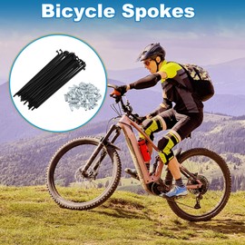 A ABSOPRO Bicycle Spokes 12G 134mm Length Bike Wheel Spokes Carbon Steel Black 1 Set
