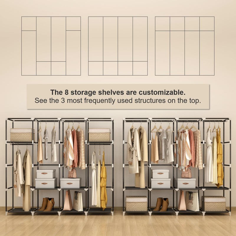 MOGELAFOO Portable Closet Wardrobe, 67-Inch Clothes Organizer with 4 Hanging