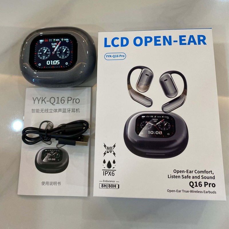 Open Bluetooth Headphones, Ear Hook LED Colour Screen Headphones, Active