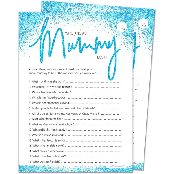 20 x Who Knows Mummy Best Baby Shower Game -