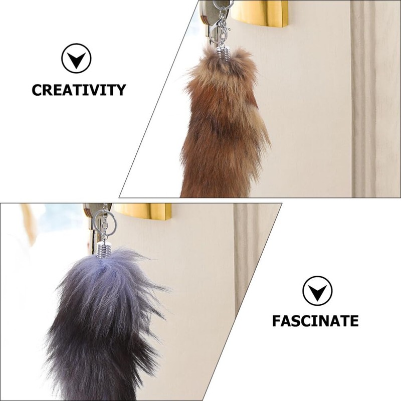 WRITWAA 2pcs Furry Keychain, Soft Fluffy Key Ring Pendant for