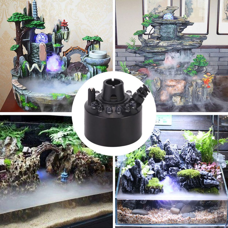 Black Aquarium 12 LED Light Ultrasonic Mist Maker Atomizer Water