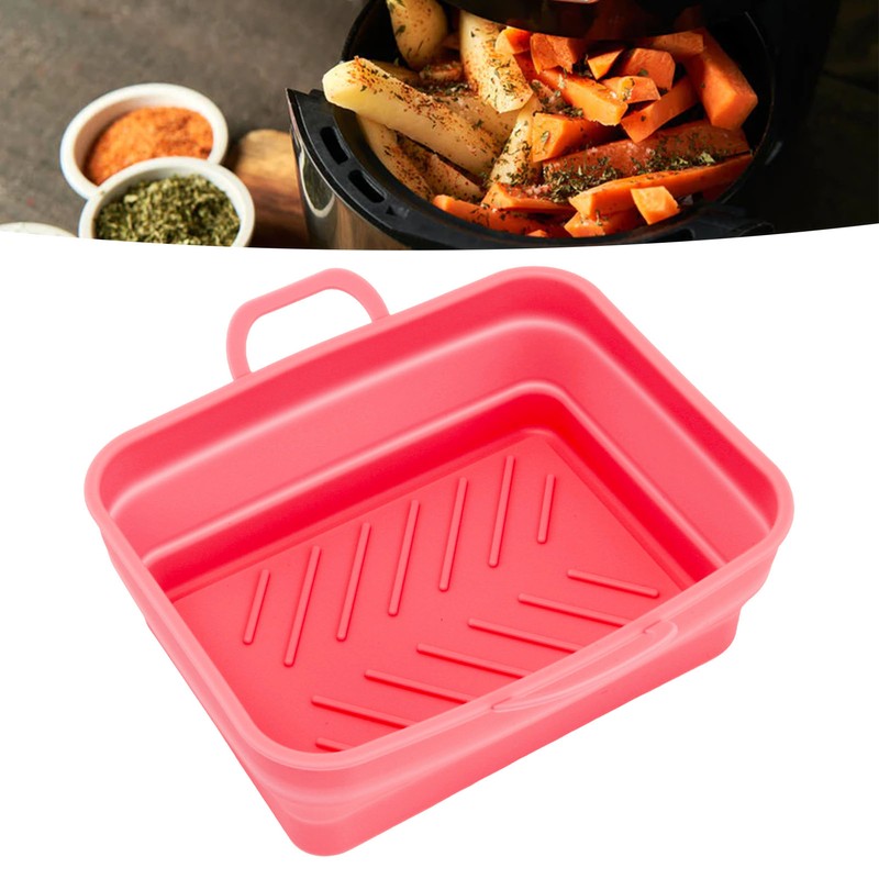 2Pcs Fryer Liner Heat Resistant Silicone Groove Design Easy to