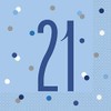 Unique 83556 Blue Polka Dots 21st Birthday Luncheon Napkins Disposable