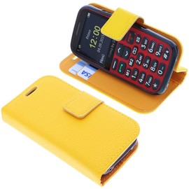 foto-kontor Case Compatible with Doro Primo 366 Book Style Yellow Protective Cover Book