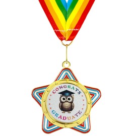 Kindergarten & Preschool Graduation Medal with Rainbow Neck Ribbon for Graduation Award Medallion, Party Gift