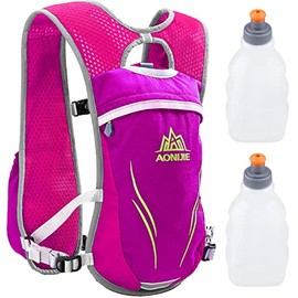 Azarxis Hydration Backpack Pack, 5L / 5.5L / 8L Running Vest for Women and Men - Fit for Marathon Trail Race Jogging (Rose Red (5.5L) - with 2 Water Bottles (250ml))