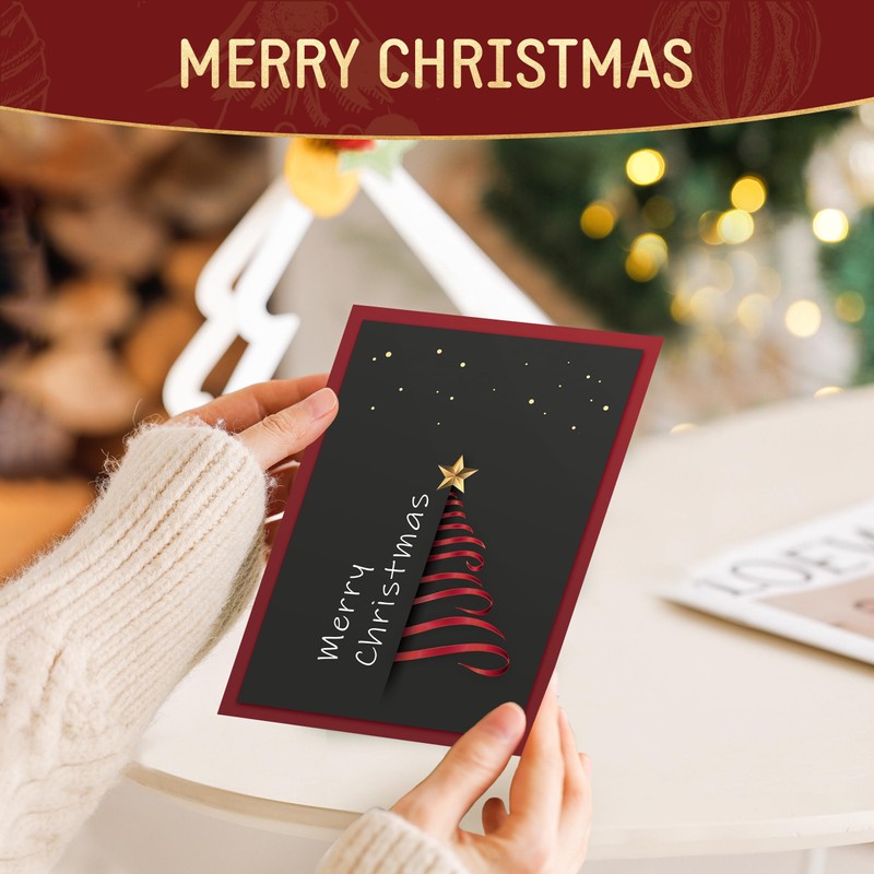 Christmas Cards Pack of 20, Christmas Greeting Cards with Red