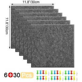 Yoillione Felt Bulletin Board for Wall: Large Cork Board for Office - Corkboard Tiles Self Adhesive - Gray Pin Board Squares