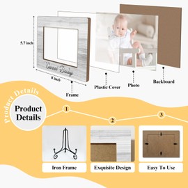 Sweet Baby Wooden Photo Frame Mothers Day Gifts Love Gifts for Mom Grandma Nana, Wooden Photo Frame with Iron Stand for Tabletop or Desktop Display, Home Table Decoration (4x6" Horizontal Photo) - 37