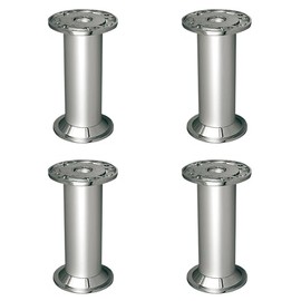 GTV - Furniture Feet D-868, High-Quality Aluminium Base, Plastic Slider, Screw Mounting, Diameter Mounting Plate: 54 mm, Height: 100 mm, Colour: Aluminium - Pack of 4