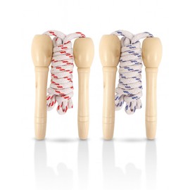 Lizzy 2 x Skipping Rope 200cm with Wooden Handles | Classic Kids Jump Rope for Fitness, Outdoor Games & PE | Durable Exercise Toy for Boys and Girls – Assorted Rope Colours