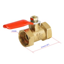 Aopin Ball Valve Brass G 3/8" Female Thread x G 3/8" Female Thread Valve Blocks Water, Oil, Gas Liquids, Vinyl Handle, Suitable for PEX, Copper, HDPE4 Pcs