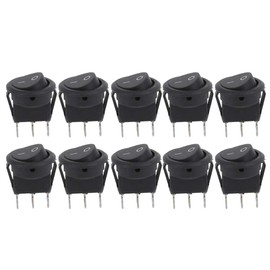 10-Piece Rocker Switch 3-Pin 2-Position Round Boat Rocker Switch 23 mm On/Off Switch Black Round Rocker Switch with Silver Terminal