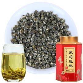 XIXICHA Jasmine Dragon Pearls Jasmine Tea Premium Jasmine Green Tea Loose Leaf Jasmine Tea Loose Leaf jasmine pearls Green Tea Jasmine Dragon Balls Chinese tea 茉莉花茶 绿茶 茉莉龙珠 150g/5.3oz Can be Brewed 70+ cups