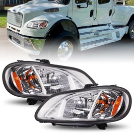 AutoGlow Headlights Assembly Compatible with 2004-2013 Freightliner M2 106 M2 112 Replacement Headlamp Left & Right