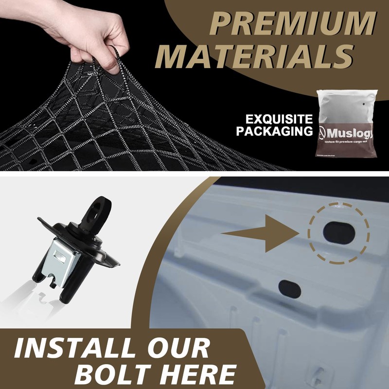 Muslogy Truck Bed Cargo Net Trunk Netting Compatible with 2015-2022