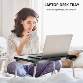 Lap Desks Laptop Tray for Bed or Couch,Portable Breakfast Serving Tray with Folding Legs,Foldable & Lightweight Mini Table, Laptop Stand for Working, Reading and Writing,Black