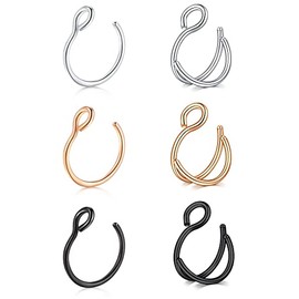 Mayhoop Hoop Double Piercing - Faux Nose Ring For Women & Men - Silver, Rose Gold, Black